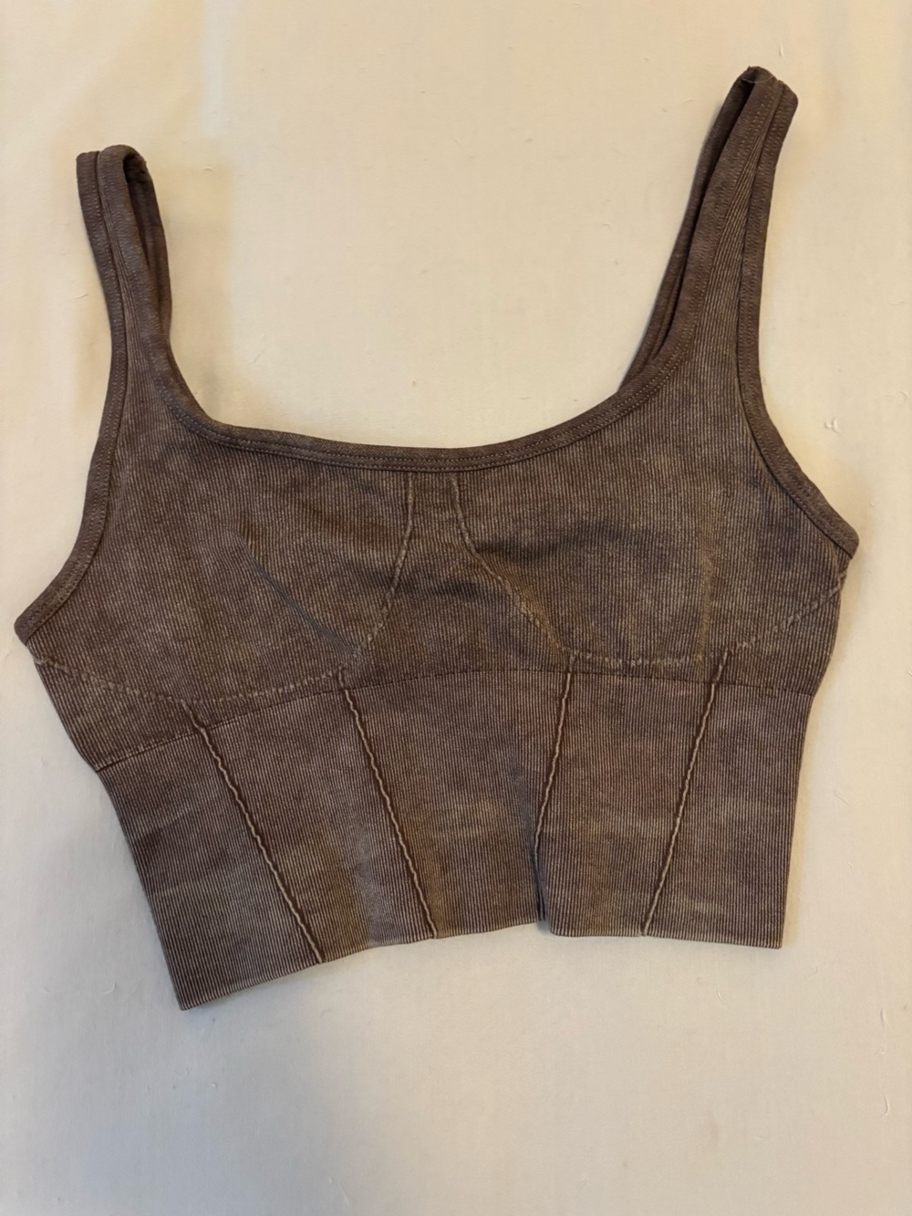 Fashion Nova Brown Ribbed Crop Tank Top